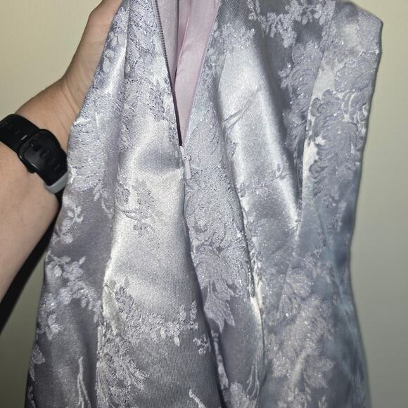Jessica McClintock Gunne Sax Strapless Lilac Silver Jacquard Prom Party Dress - Picture 7 of 12